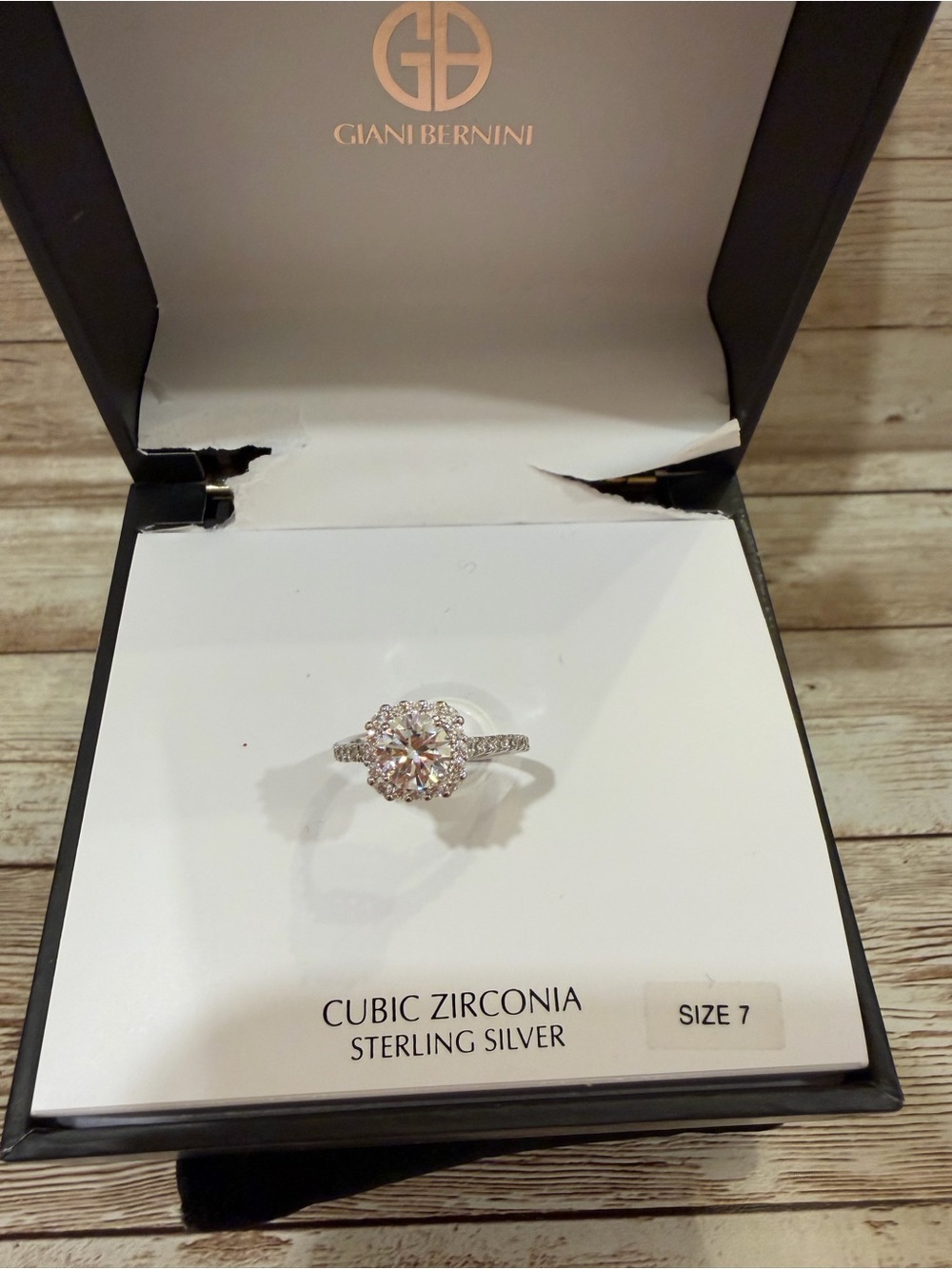 Giani Bernini SS Lab-Created Opal and Cubic Zirconia Halo Ring. NEW Size 7
